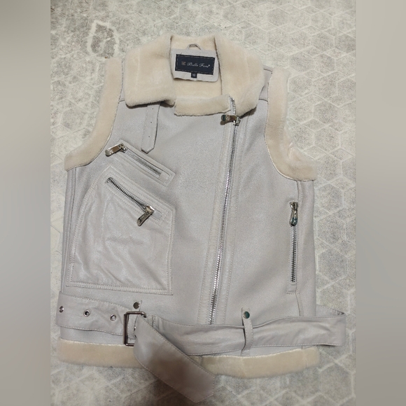 Belle Fare Shearling Fur Moto Vest XS - Picture 2 of 9